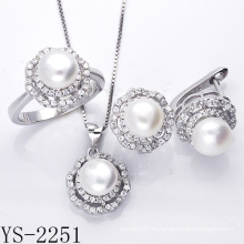 Perlenschmuck 925 Sterling Silber Schmuck Set mit CZ.